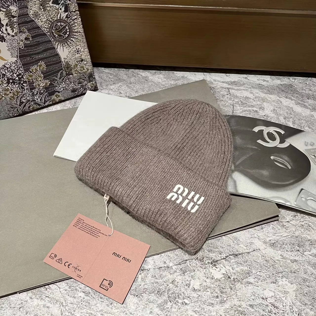 MiuMiu rabbit fur knitted hat