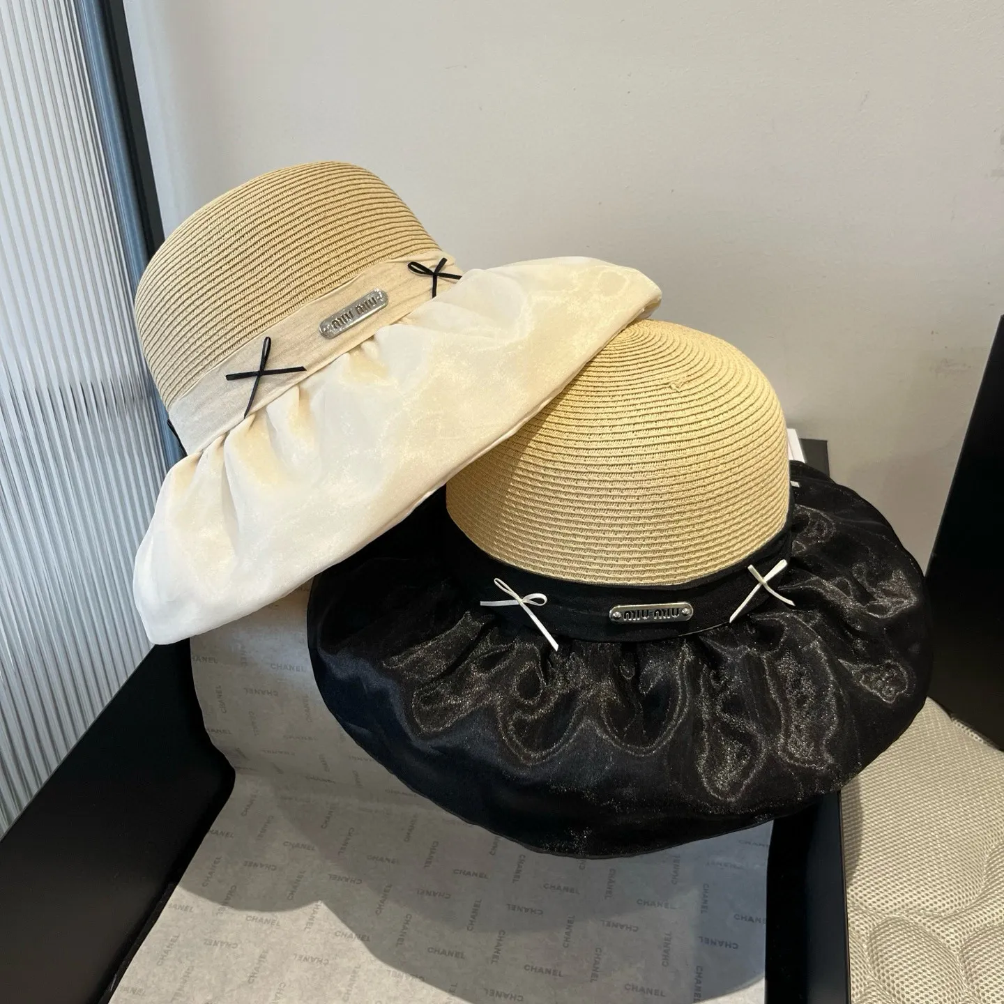 💰120¥ miumiu new lantern hat, sunshade straw hat, anti-UV brim, head circumference 57cm