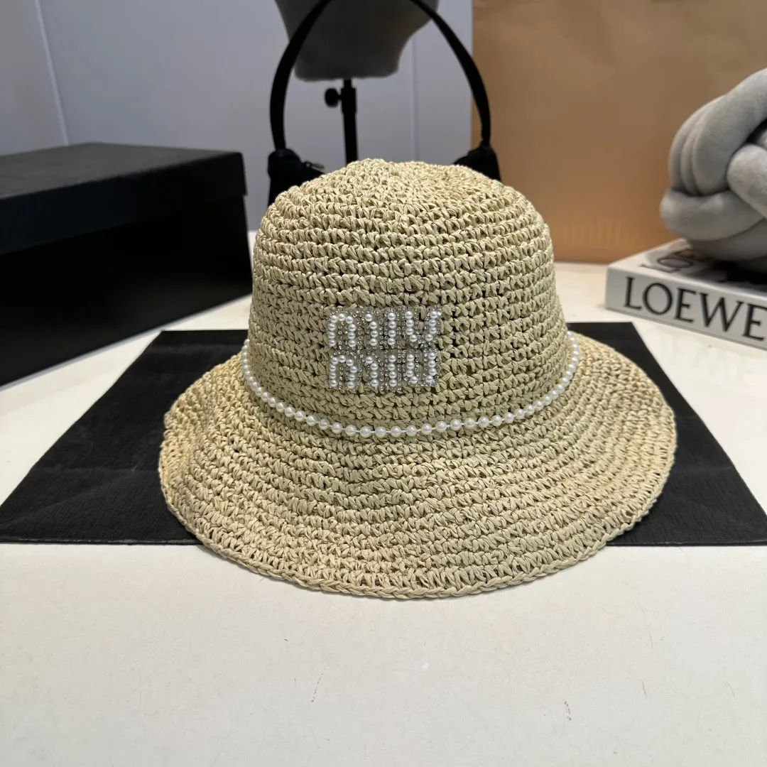 P60 miumiu new flat-top sun hat, straw sun hat, head circumference 57cm