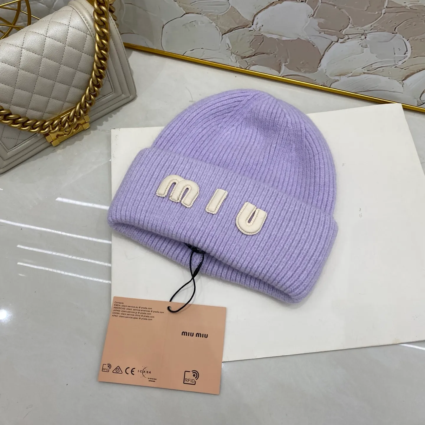 MiuMiu rabbit fur knitted hat