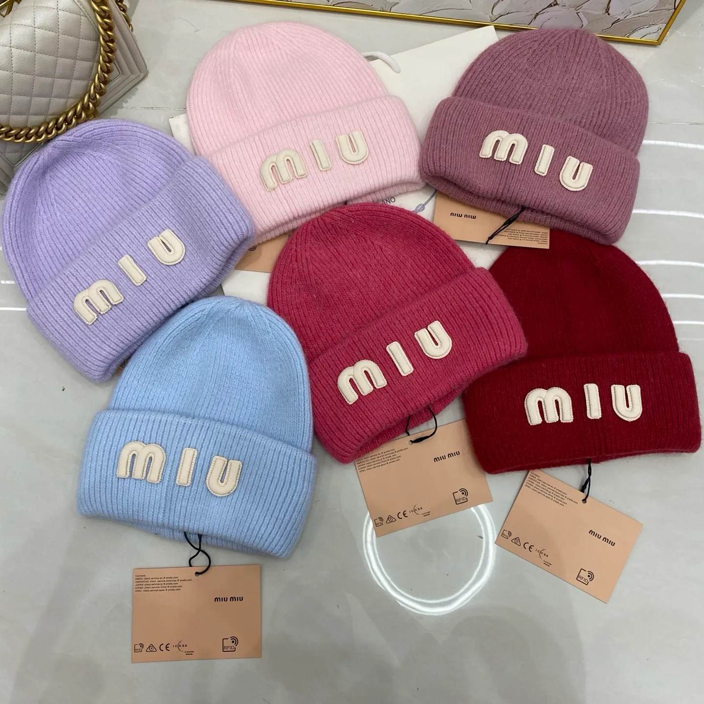 MiuMiu rabbit fur knitted hat