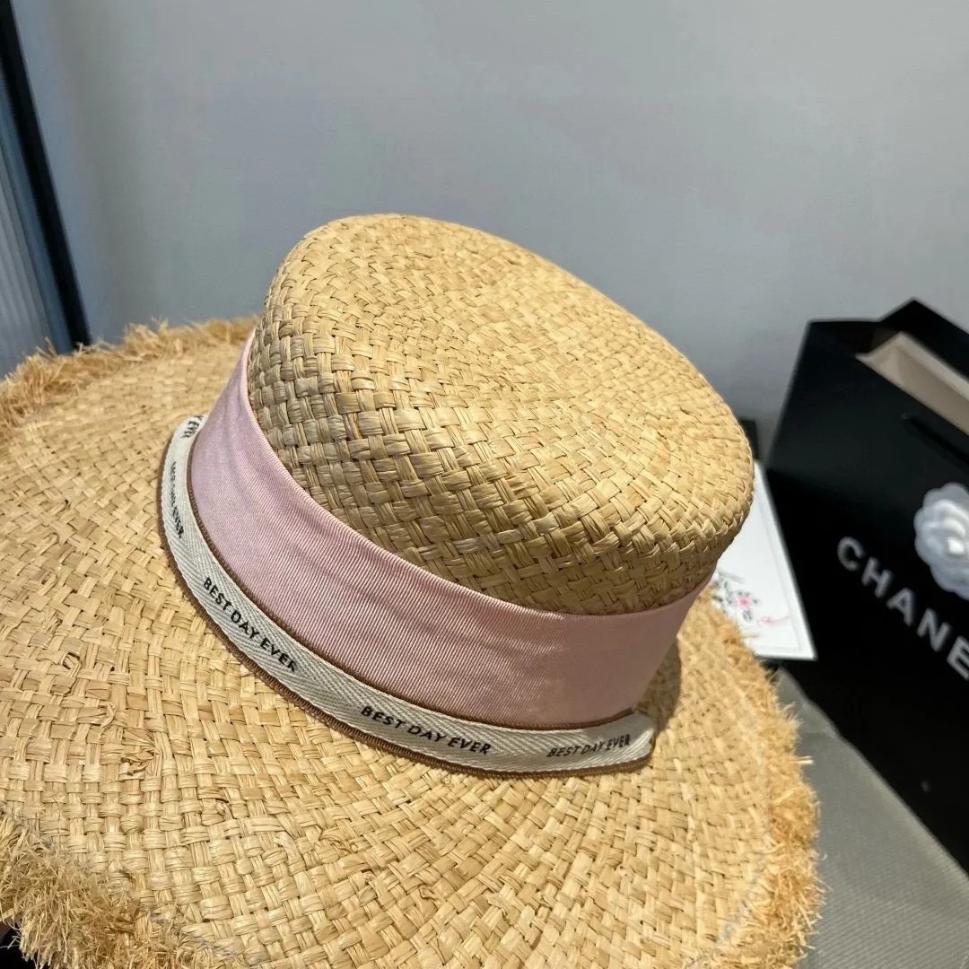 💰210¥ miumiu straw hat, flat top hat, head circumference 57cm