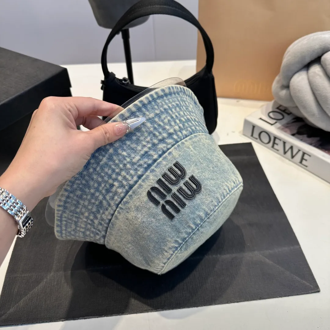 P60 miumiu high-end denim fisherman hat, original quality, head circumference 57cm