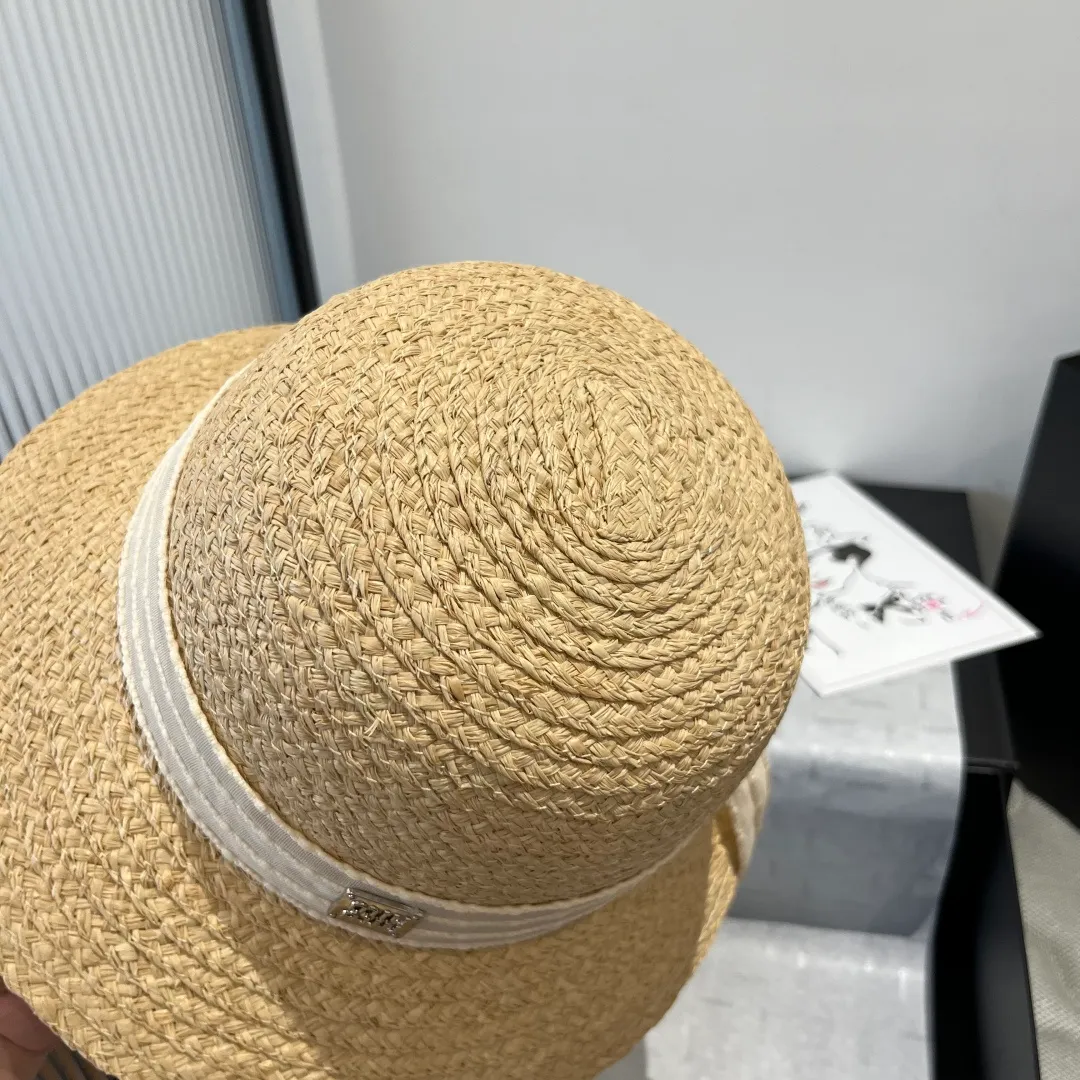 💰150¥ Miumiu raffia straw hat, bow hat, head circumference 57cm