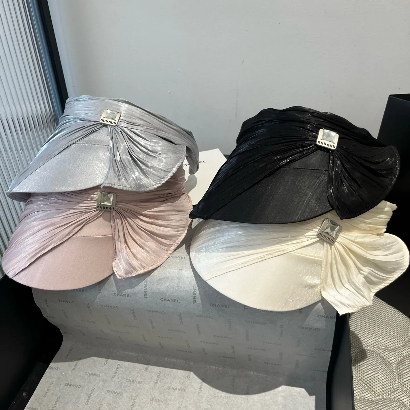 💰100¥ miumiu new silk headband, bow sun hat