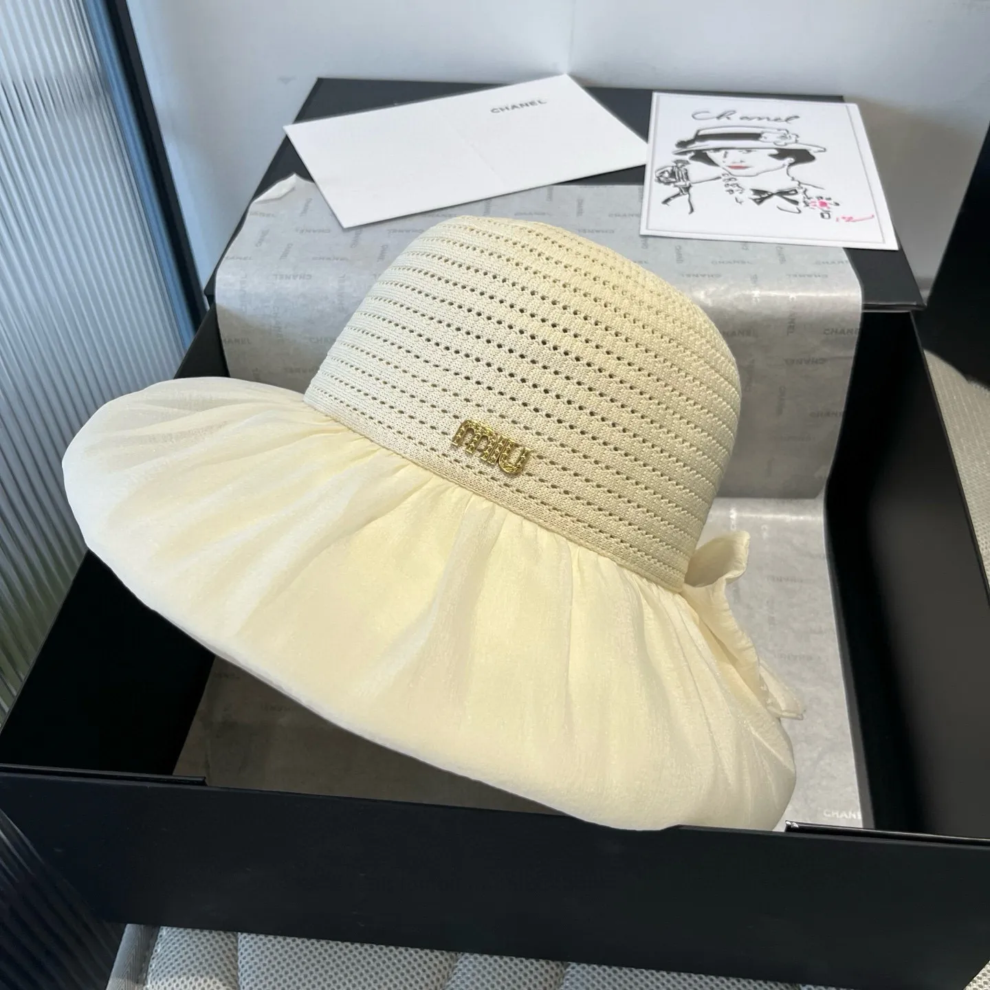 💰120¥ miumiu new lantern hat, sunshade straw hat, anti-UV brim, head circumference 57cm