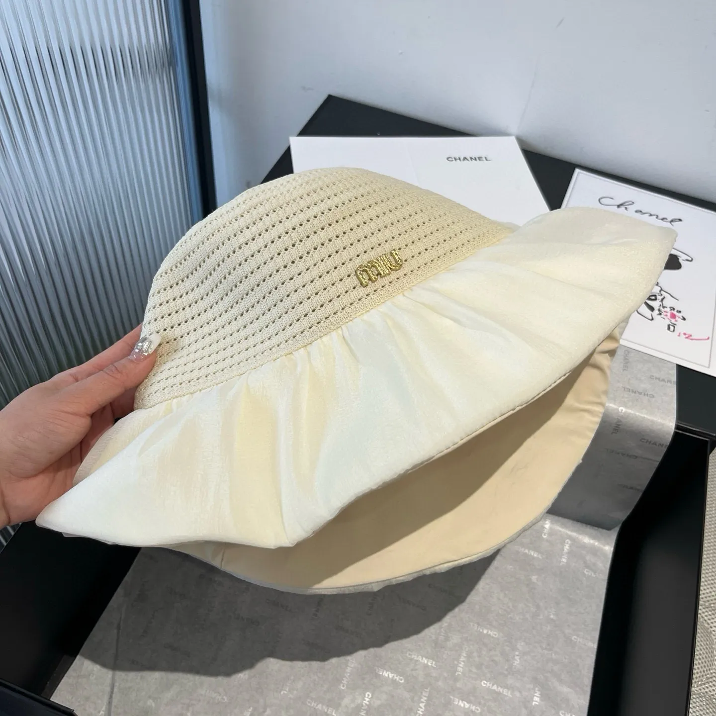 💰120¥ miumiu new lantern hat, sunshade straw hat, anti-UV brim, head circumference 57cm