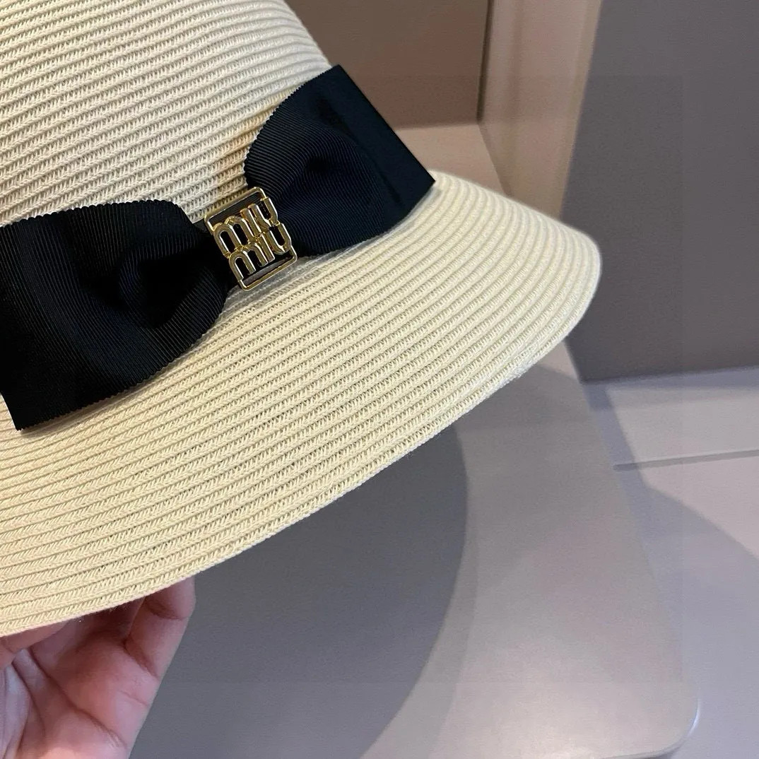 💰150¥ miumiu straw hat, ladylike round hat, high-end customization, head circumference 57cm