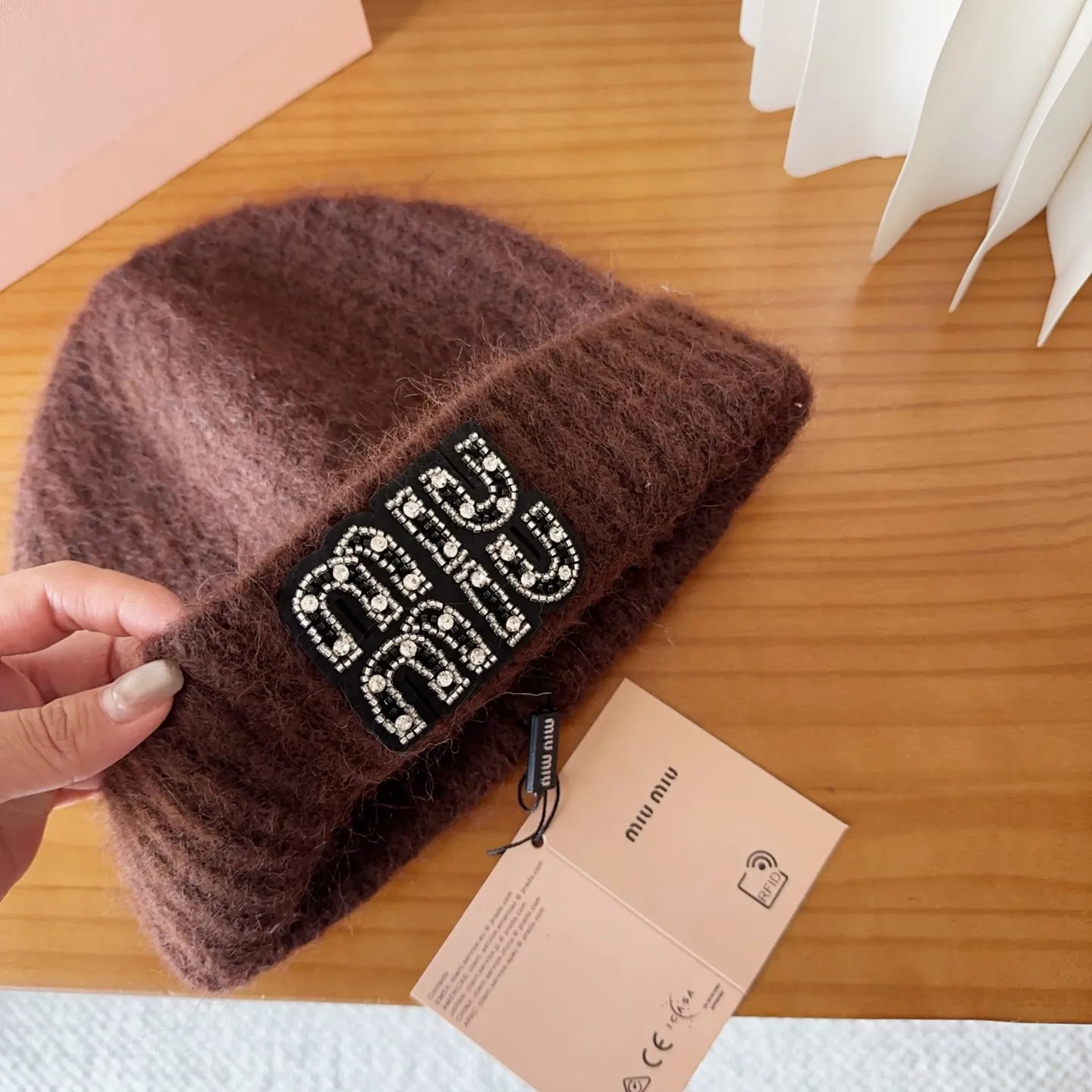 🉐️120 miumiu new autumn and winter knitted beanie This is so cute! The earmuffs are such a beauty! Soft and waxy
