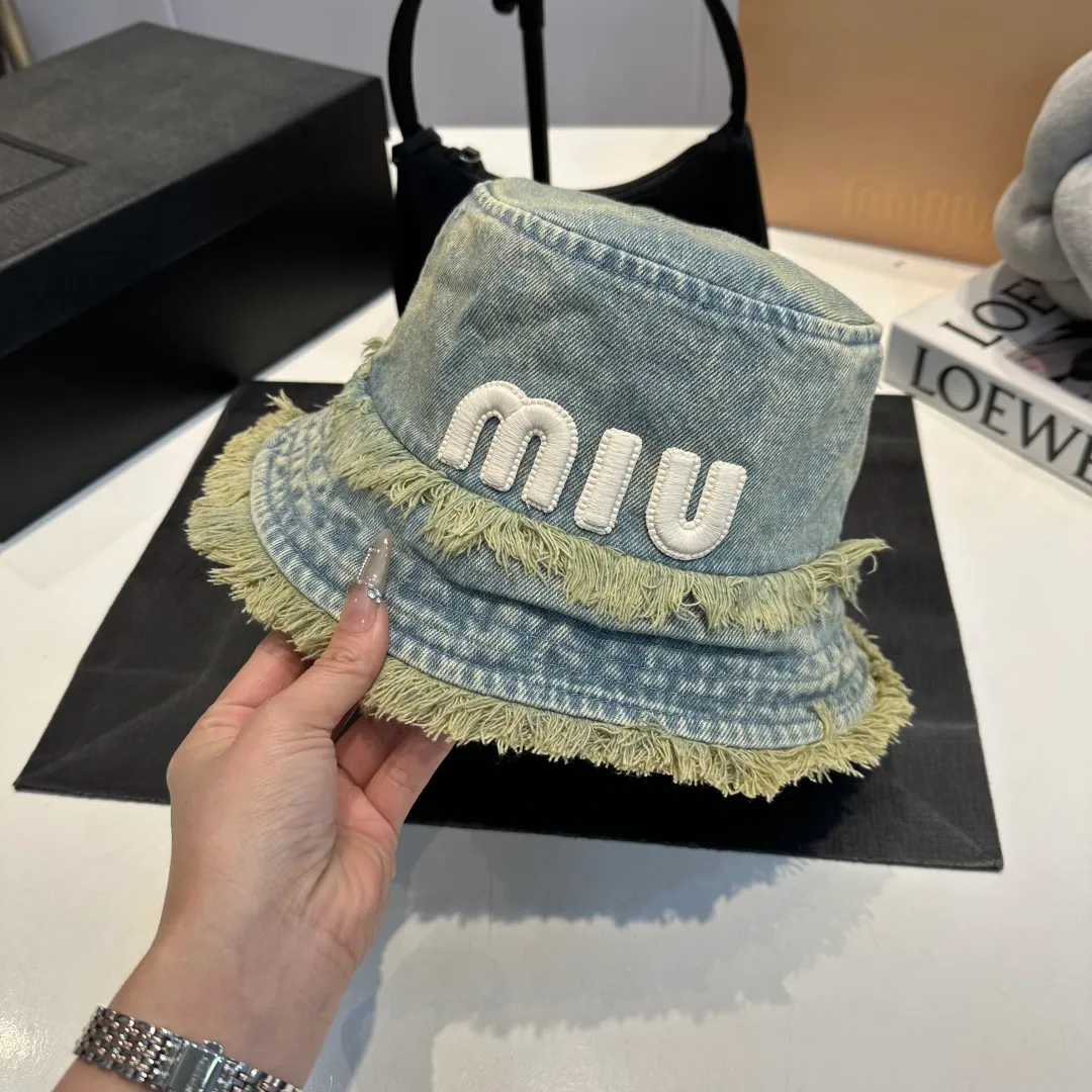 P70 miumiu high-end denim fisherman hat, original quality, head circumference 57cm
