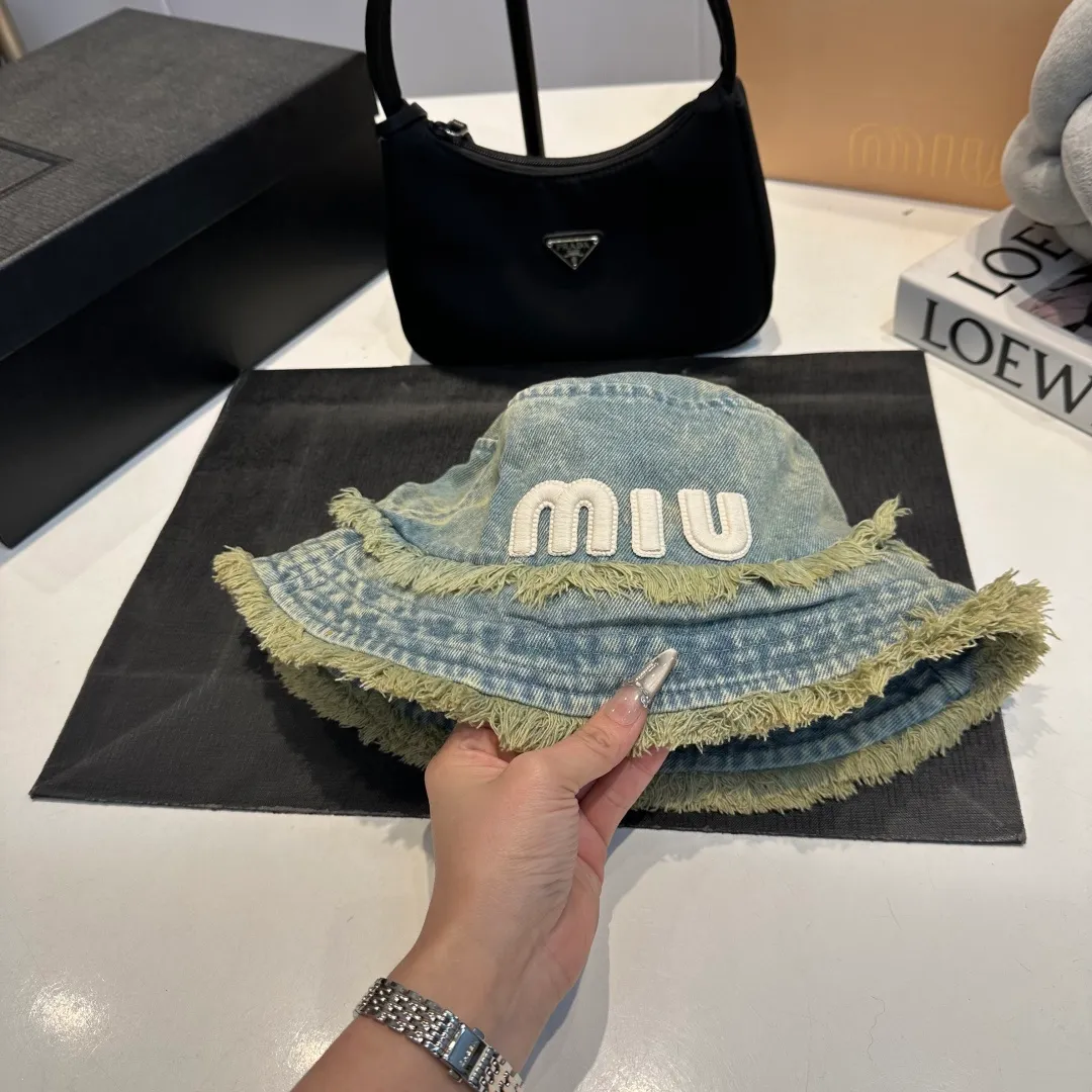 P70 miumiu high-end denim fisherman hat, original quality, head circumference 57cm