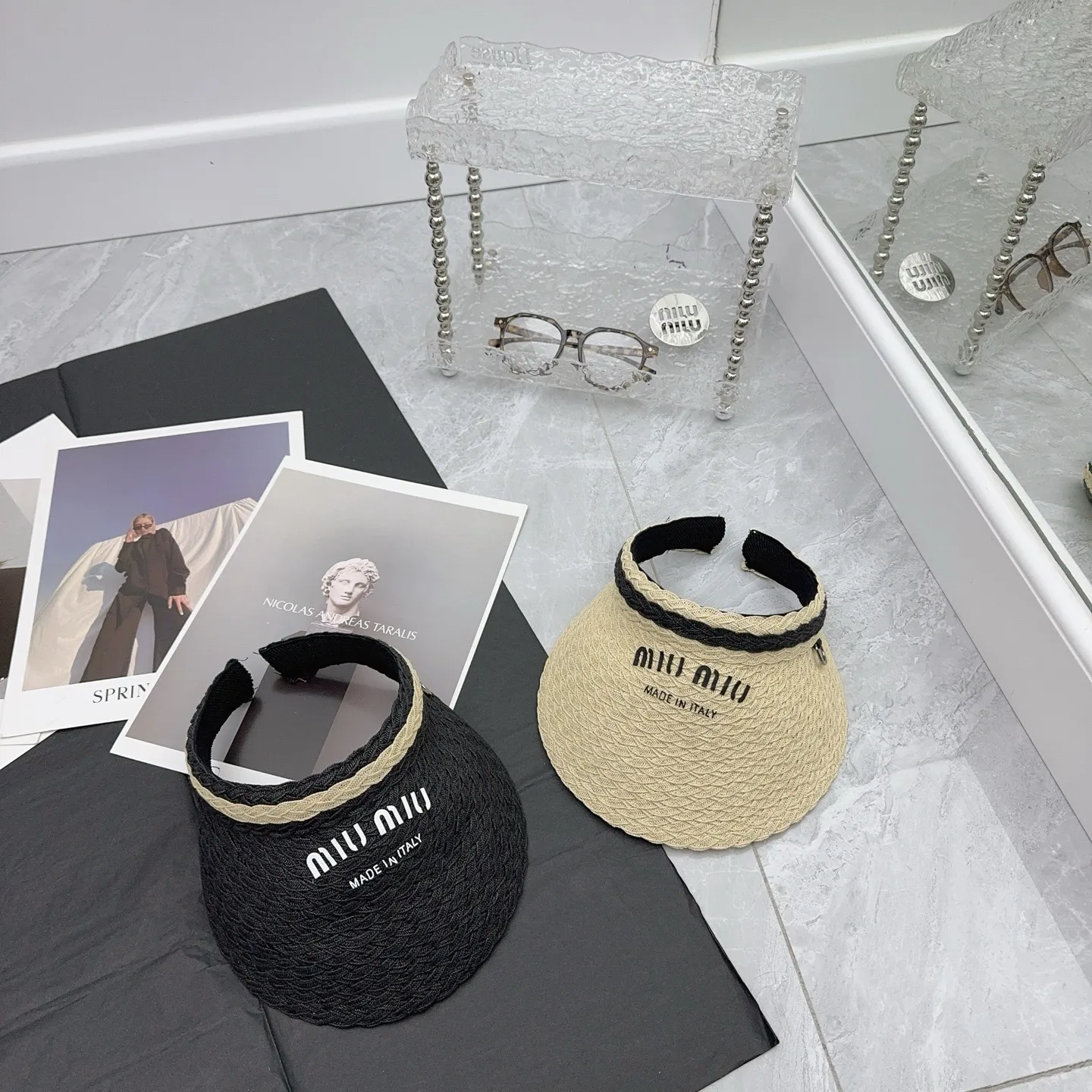 miumiu‼ ️ New arrival, sweet pattern knitting, a must-have empty top hat in summer!