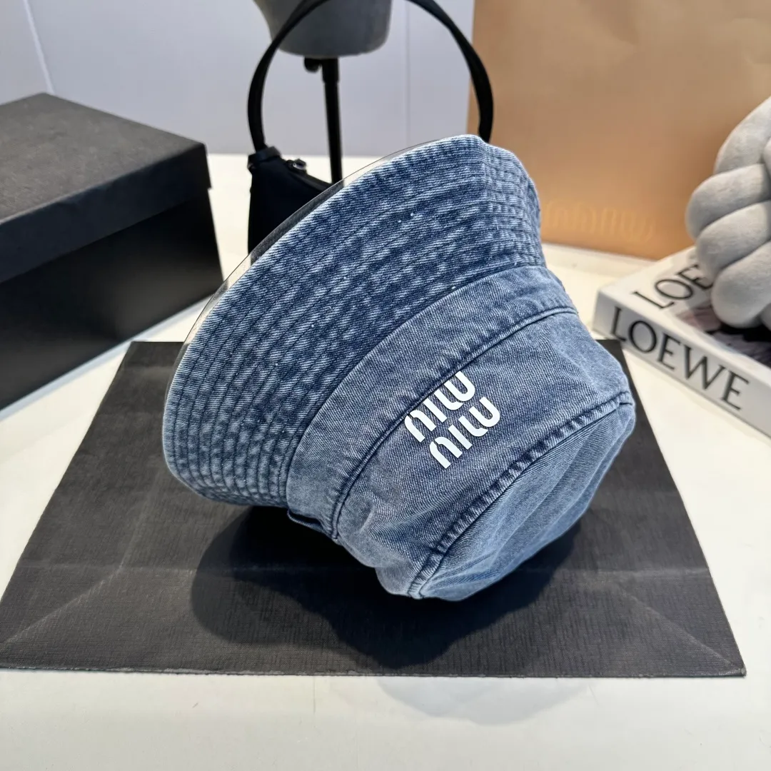 P60 miumiu high-end denim fisherman hat, original quality, head circumference 57cm