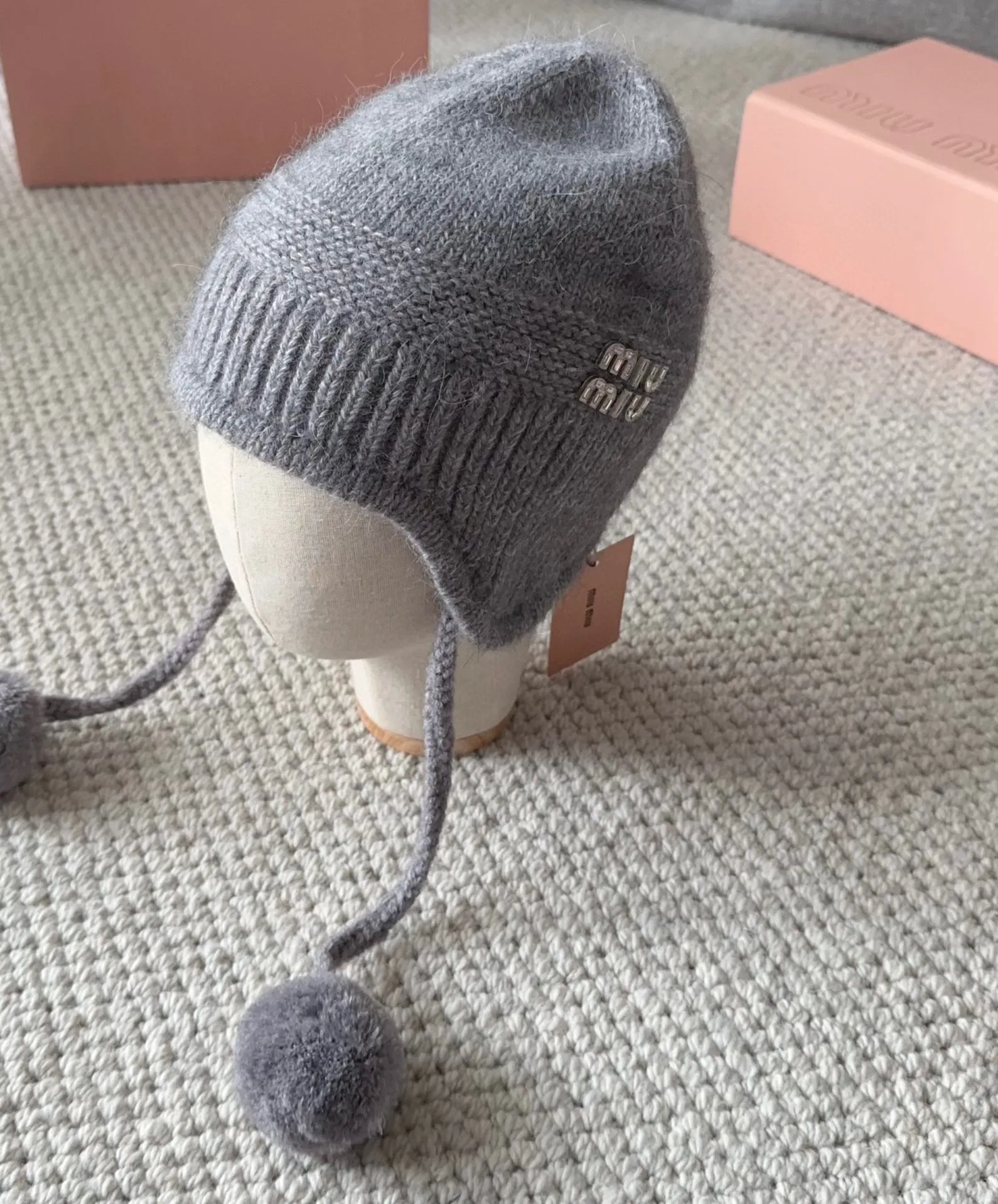 💰100 miumiu new autumn and winter knitted beanie This is so cute! The earmuffs are such a beauty! Soft and waxy