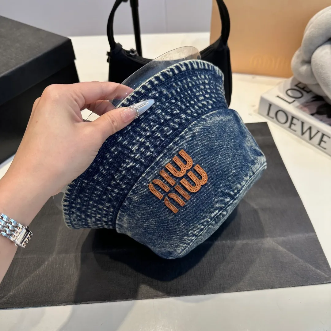 P60 miumiu high-end denim fisherman hat, original quality, head circumference 57cm
