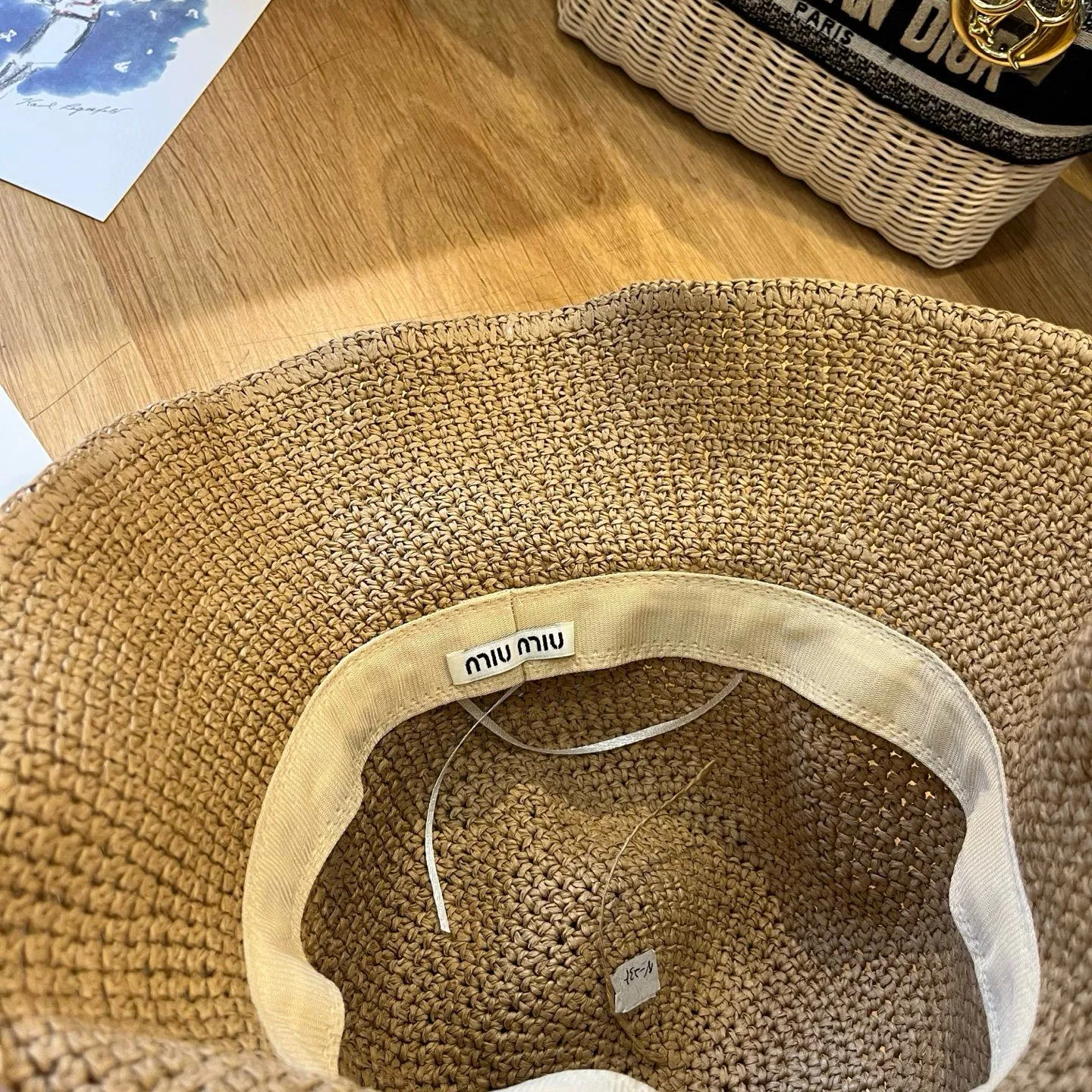 💰100¥ miumiu 2025 summer folding straw hat, pure crochet, head circumference 57cm, foldable