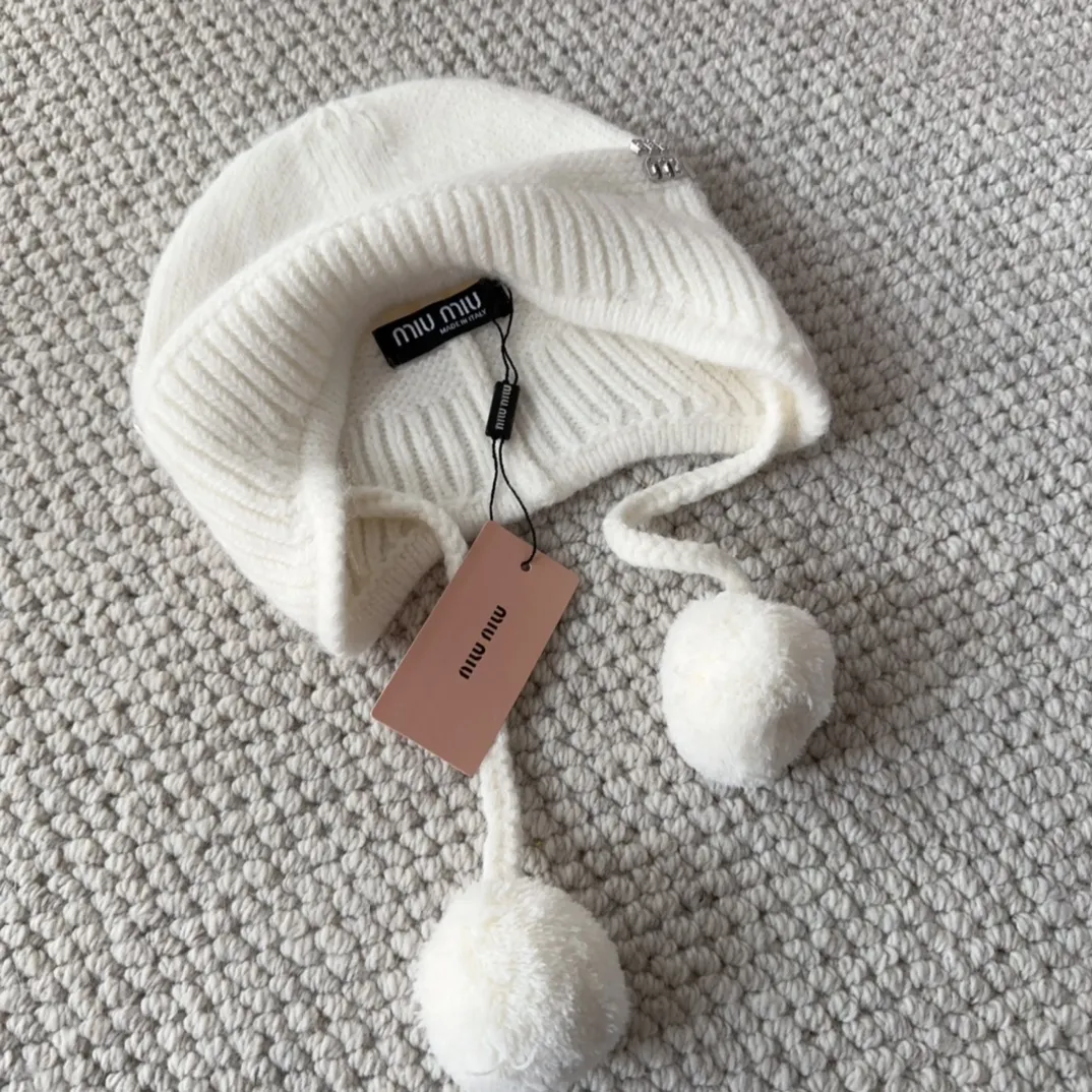 💰100 miumiu new autumn and winter knitted beanie This is so cute! The earmuffs are such a beauty! Soft and waxy