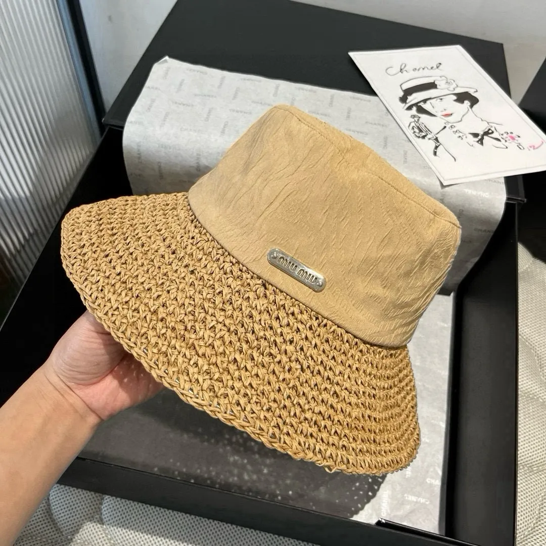 💰130¥ miumiu new fisherman hat, woven and spliced ​​gold fabric, head circumference 57cm
