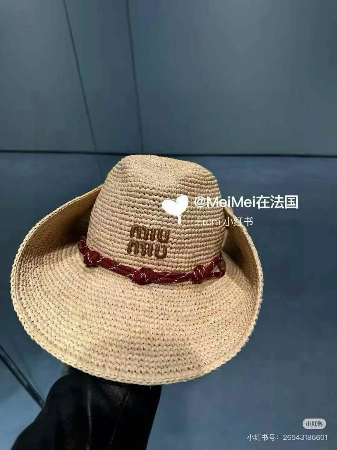 💰270¥ Miumiu official raffia hat, 2025 new sun hat, purely hand-crocheted, made with heavy work, head circumference 57cm, buy it and cherish it, the output is small