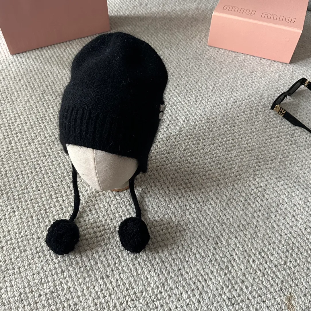 💰100 miumiu new autumn and winter knitted beanie This is so cute! The earmuffs are such a beauty! Soft and waxy