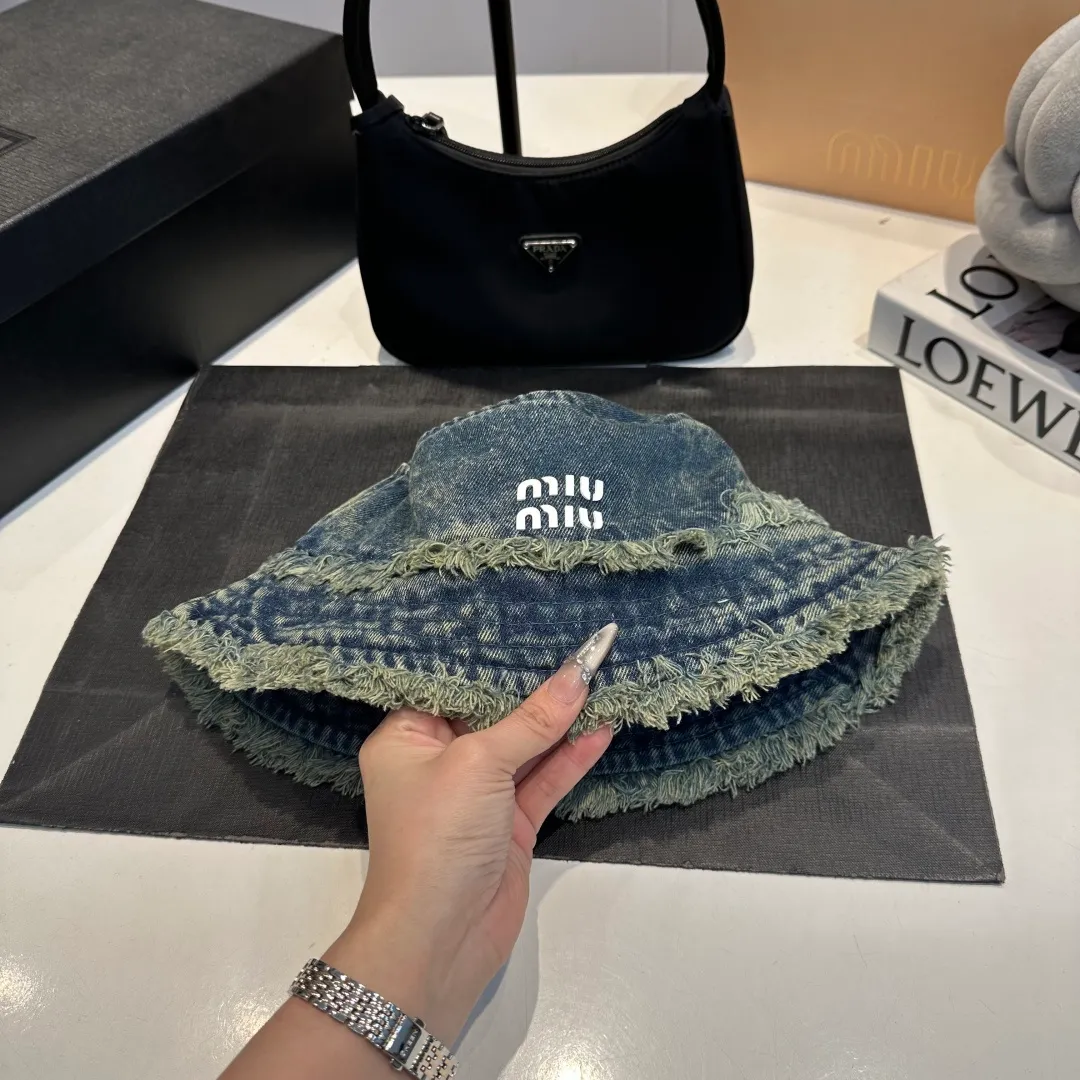 P70 miumiu high-end denim fisherman hat, original quality, head circumference 57cm