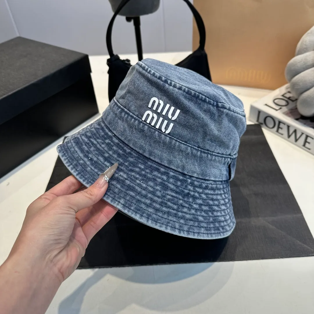 P60 miumiu high-end denim fisherman hat, original quality, head circumference 57cm