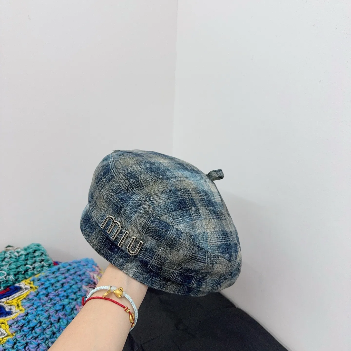 🆕 miumiu Korean style atmospheric plaid fabric, very white color! New beret 🩶