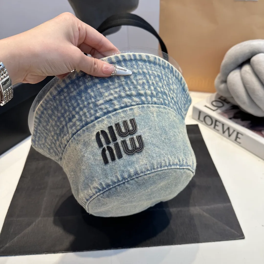 P60 miumiu high-end denim fisherman hat, original quality, head circumference 57cm