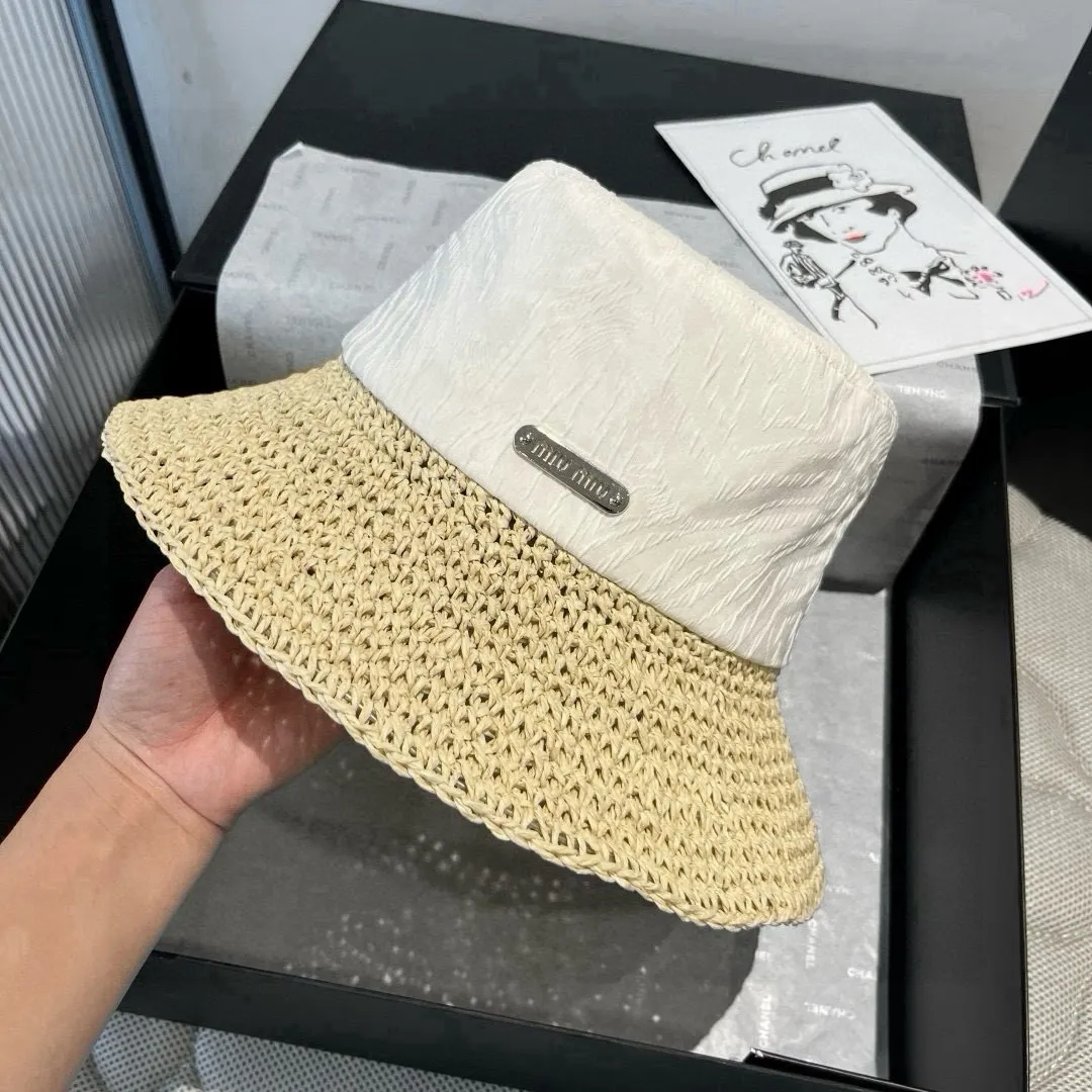 💰130¥ miumiu new fisherman hat, woven and spliced ​​gold fabric, head circumference 57cm