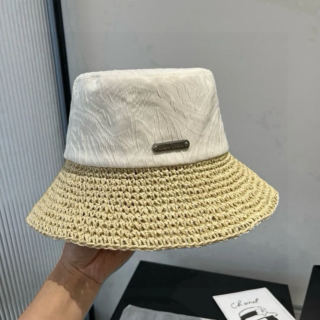💰130¥ miumiu new fisherman hat, woven and spliced ​​gold fabric, head circumference 57cm