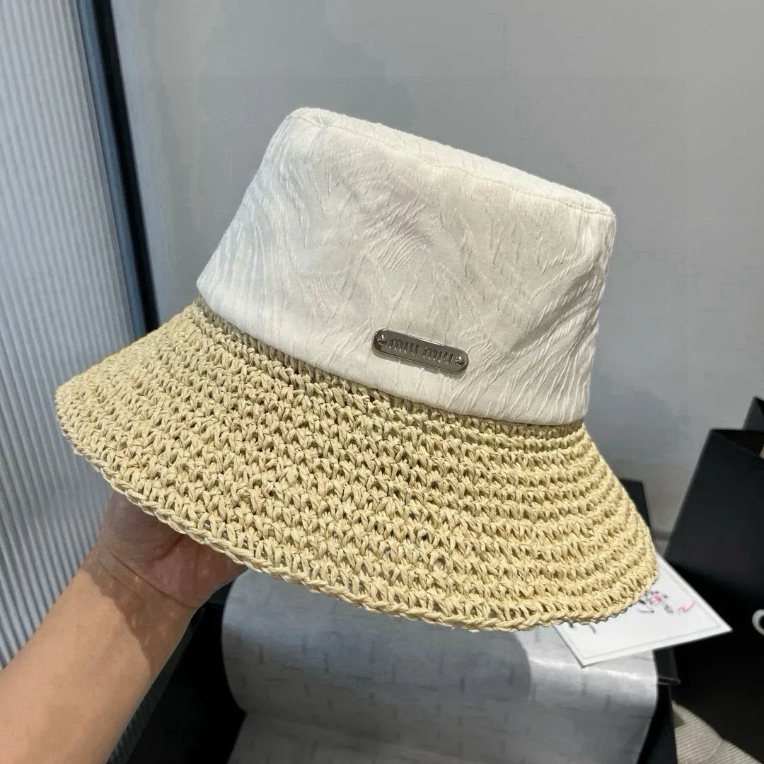 💰130¥ miumiu new fisherman hat, woven and spliced ​​gold fabric, head circumference 57cm