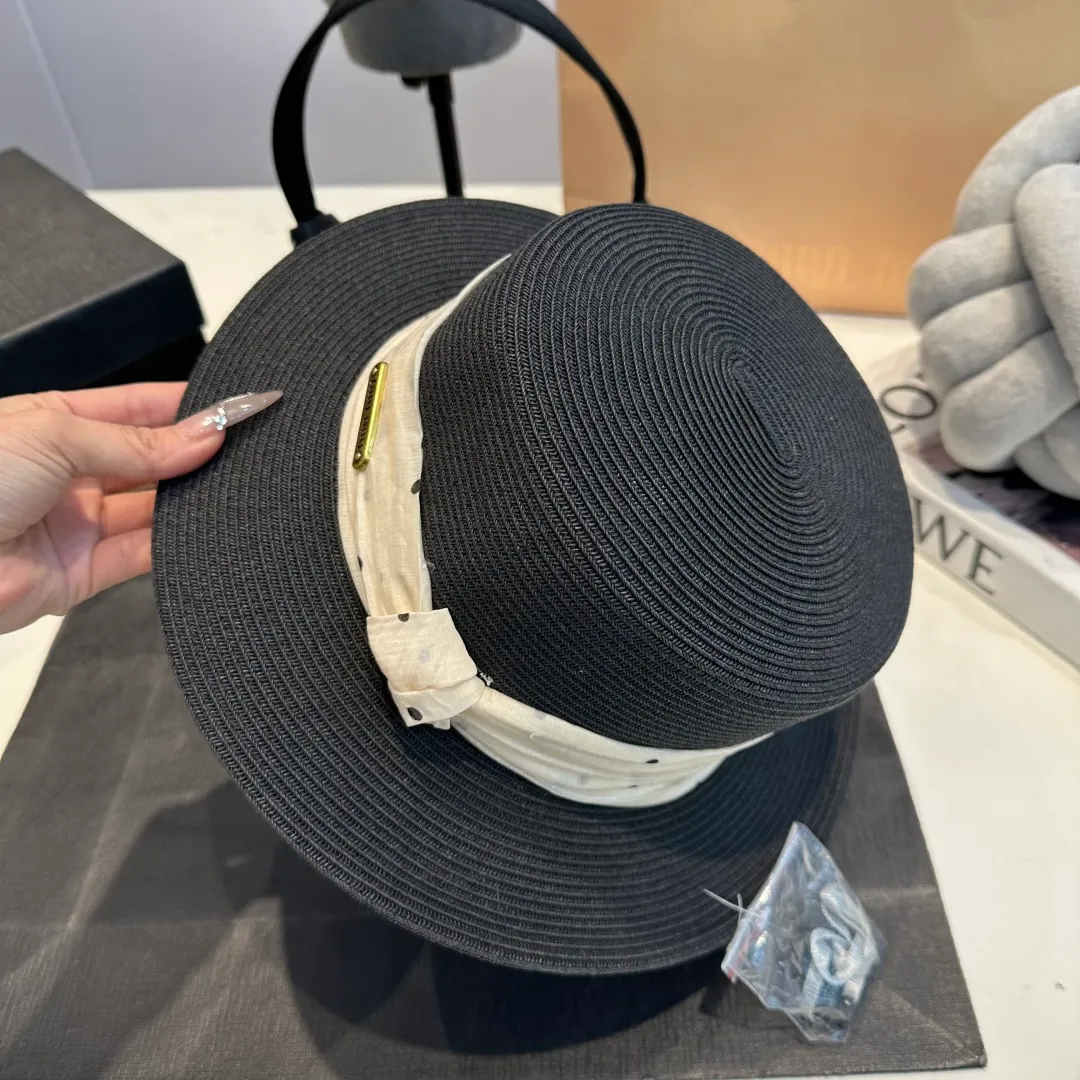 P90 miumiu straw hat, lady style round hat, high-end customization, head circumference 57cm