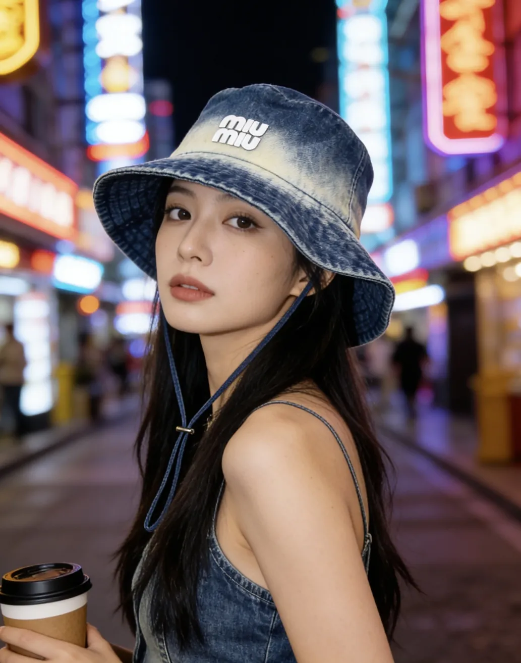 Miumiu spring and summer denim outdoor fisherman hat