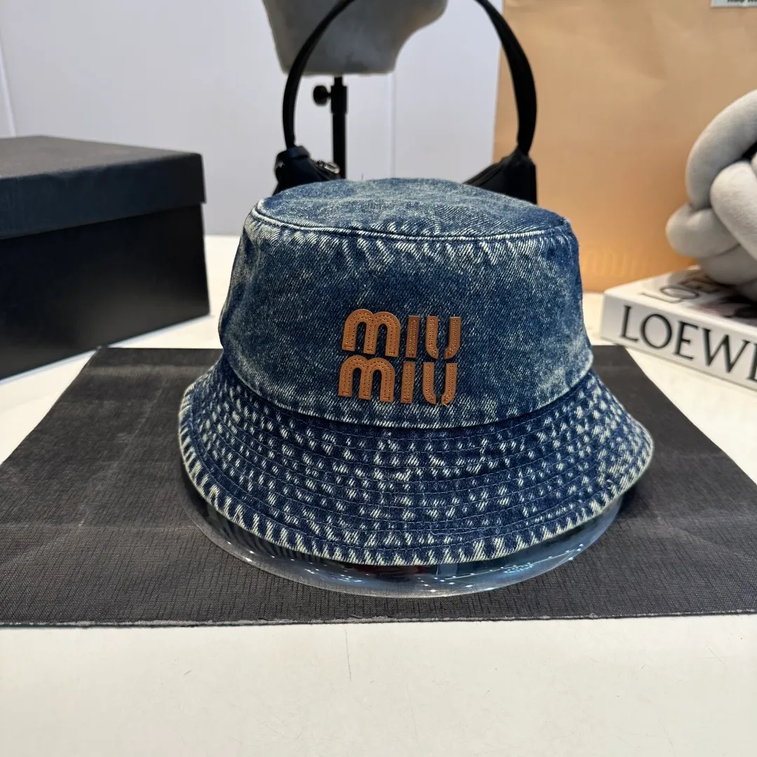 P60 miumiu high-end denim fisherman hat, original quality, head circumference 57cm