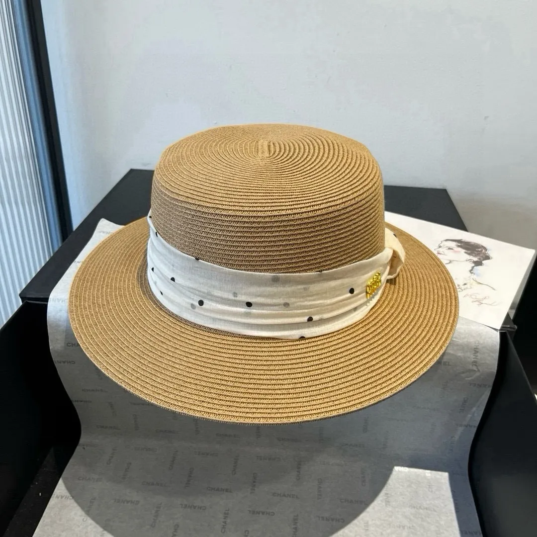 💰150¥ miumiu new flat-top sun hat, straw sun hat, head circumference 57cm