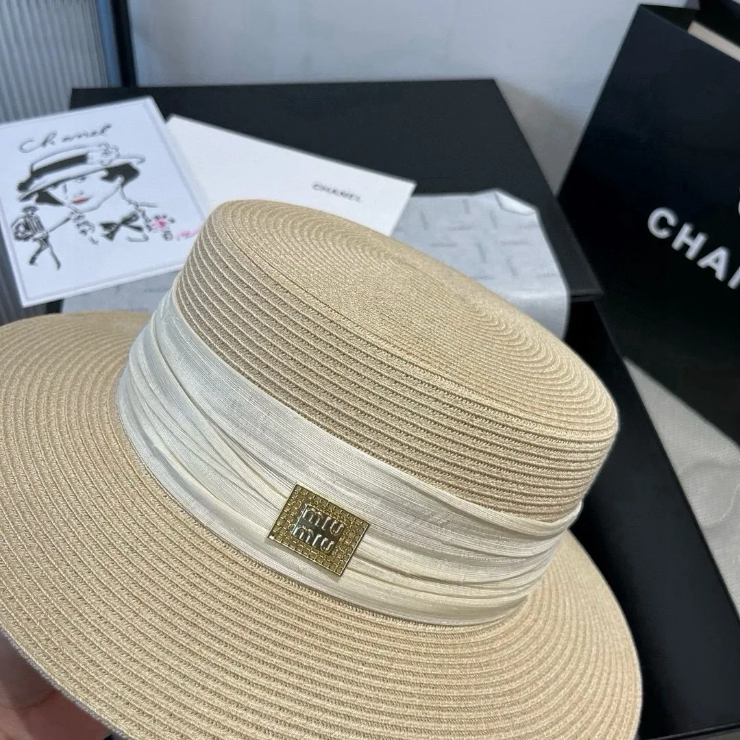 💰190¥ miumiu flat top hat, organza accessories, head circumference cm