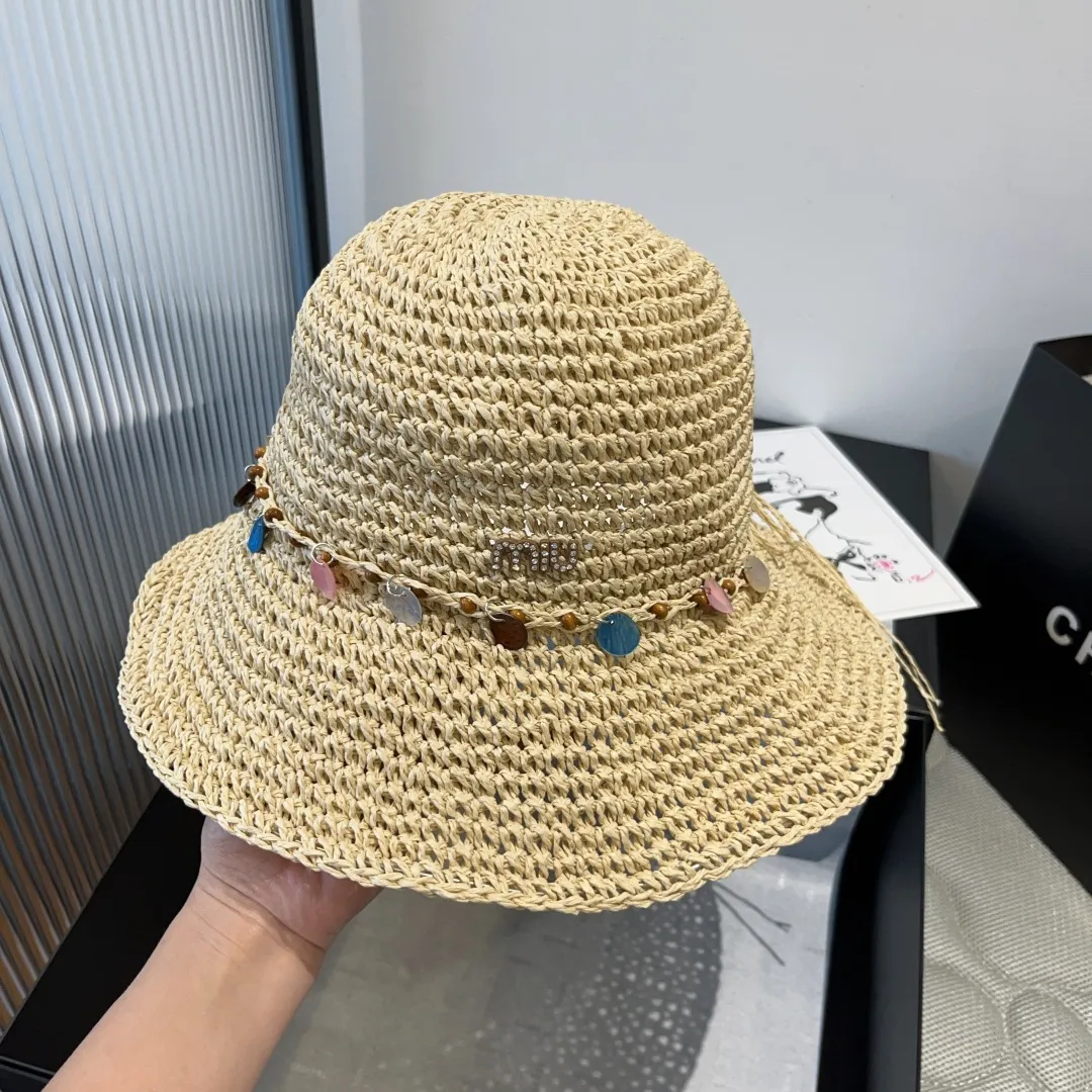 💰120¥ miumiu straw hat, beach sun hat, head circumference 57cm