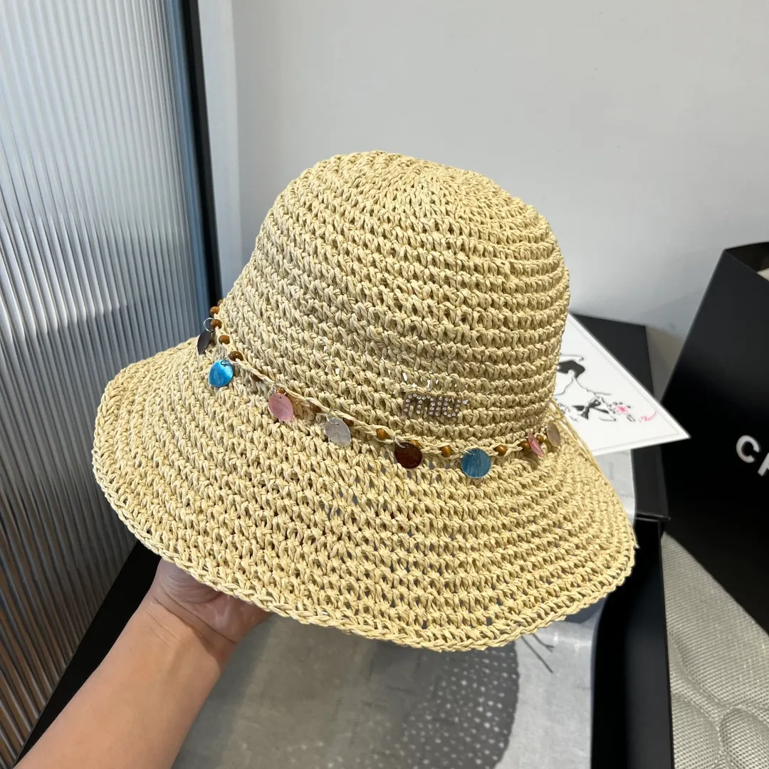 💰120¥ miumiu straw hat, beach sun hat, head circumference 57cm