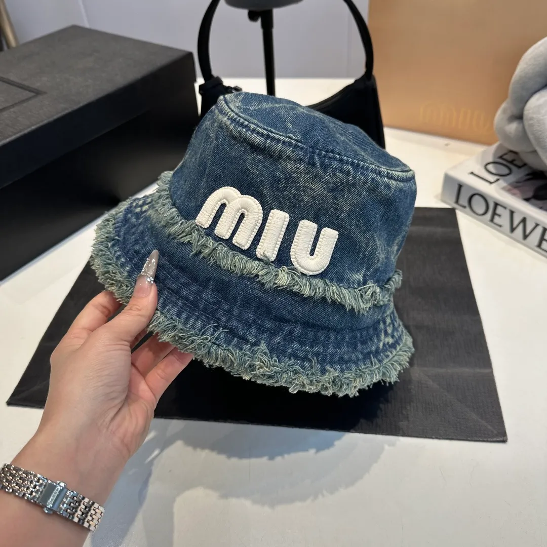P70 miumiu high-end denim fisherman hat, original quality, head circumference 57cm