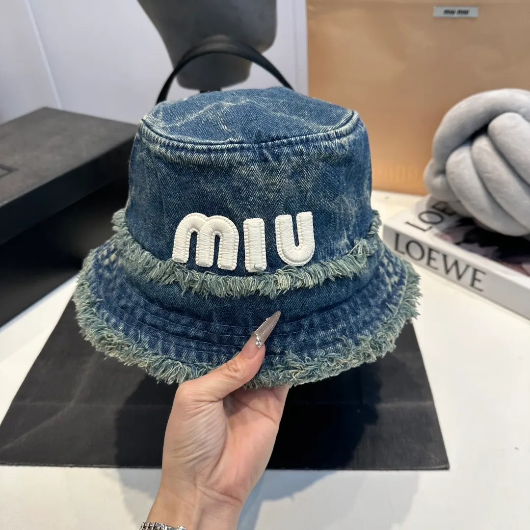 P70 miumiu high-end denim fisherman hat, original quality, head circumference 57cm