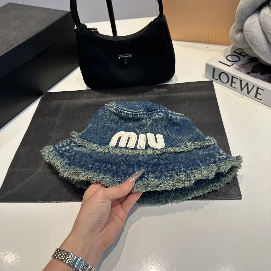 P70 miumiu high-end denim fisherman hat, original quality, head circumference 57cm
