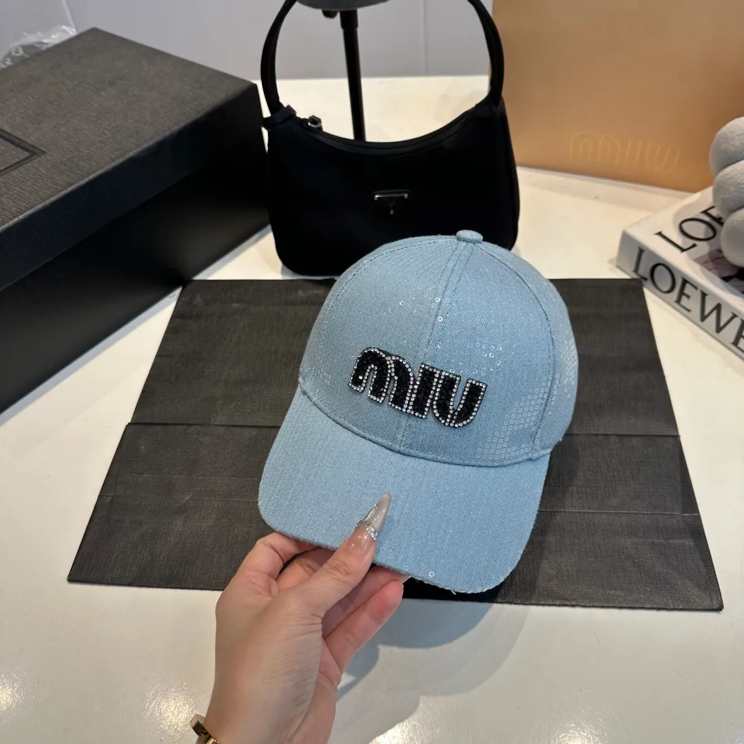 P60 miumiu new 25 spring and summer denim baseball cap, widened and small, 25 spring and summer new logo embroidery, same style for men and women