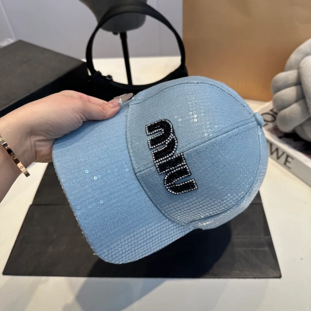 P60 miumiu new 25 spring and summer denim baseball cap, widened and small, 25 spring and summer new logo embroidery, same style for men and women
