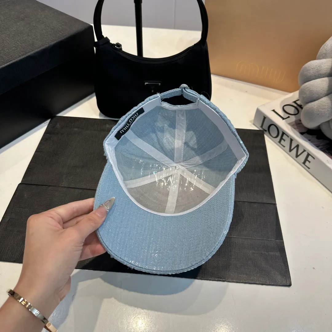 P60 miumiu new 25 spring and summer denim baseball cap, widened and small, 25 spring and summer new logo embroidery, same style for men and women