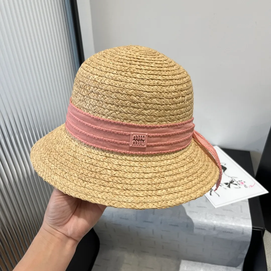 💰150¥ Miumiu raffia straw hat, bow hat, head circumference 57cm