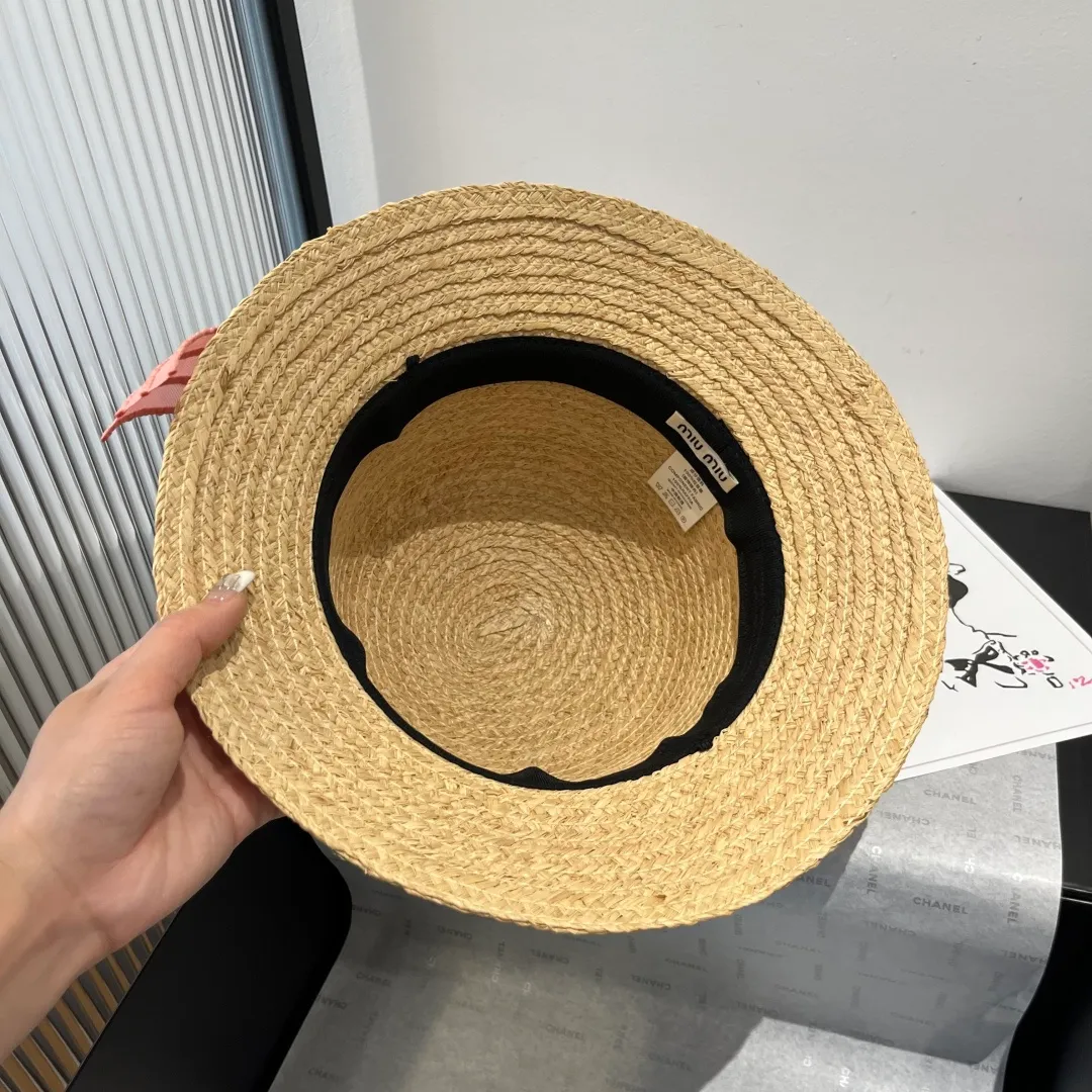 💰150¥ Miumiu raffia straw hat, bow hat, head circumference 57cm