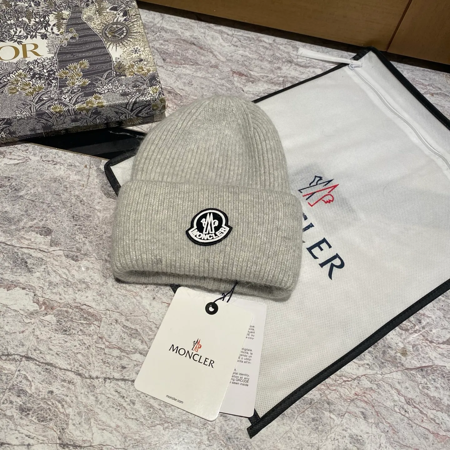 Moncler rabbit fur knitted hat
