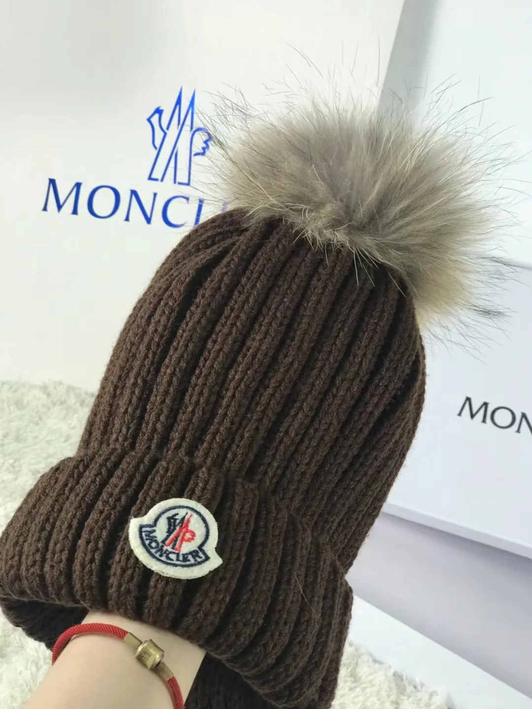 Request price with pictures, Moncler muffled knitted beanie