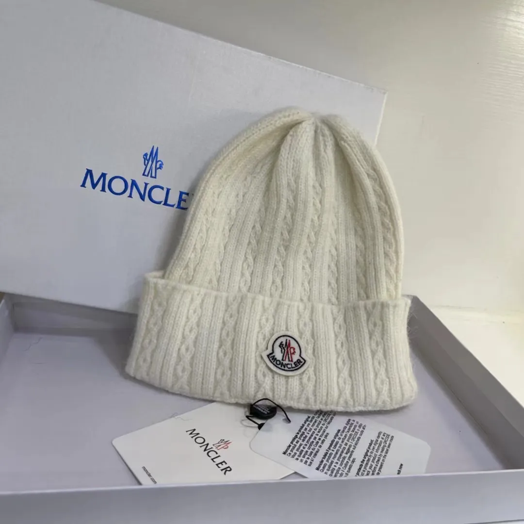 MONCLER rabbit hair twist knitted hat