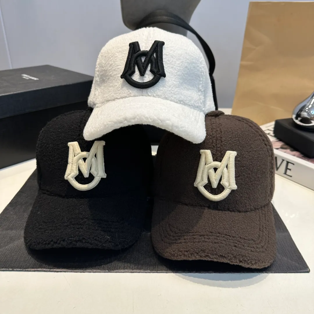 P54 Moncler plush baseball cap for women autumn and winter warm peaked cap showing face small plush hat